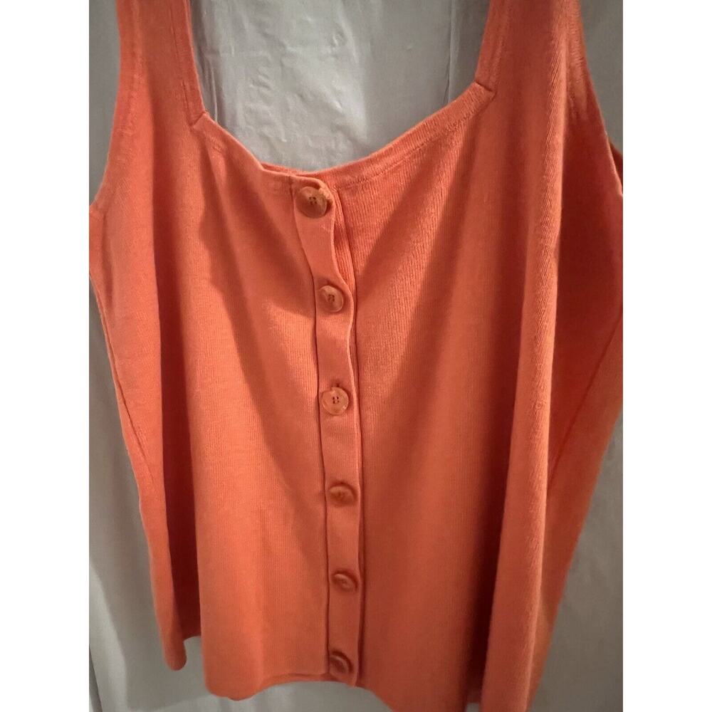 By Anthropologie Orange Faux Button Down Tank Sweater Sz L Lightweight - Picture 2 of 6